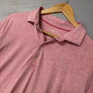 Johnny O Pink and White Striped Stretchy Golf Polo Shirt XL